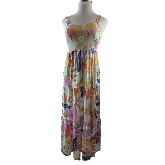 Soma Wknd Soft Jersey Trapeze Maxi Bra Dress Tiered in Fresh Tropical Medium - Picture 16 of 16